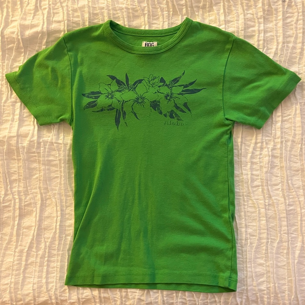 bdg urban outfitters green aloha baby tee